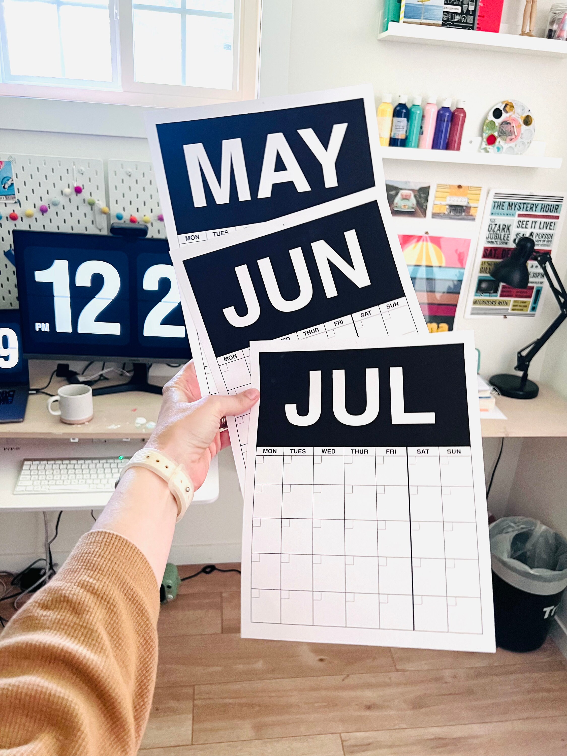 Printable Modern Modular Wall Calendar and Organizers! Big, Bold, B&W ...