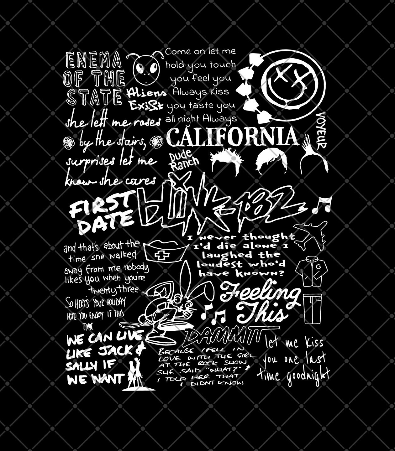 Blink 182 Smile Png, Blink 182 Merch, Blink 182 Design, Blink 182 World Tour 2024, Blink 182