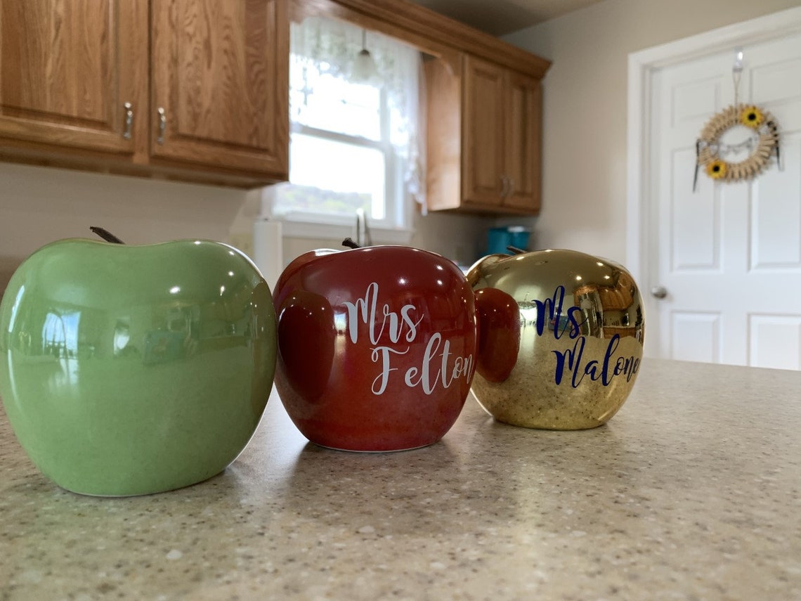 Personalized Teacher Gift Ceramic Apple Desk Decoration Paper Etsy