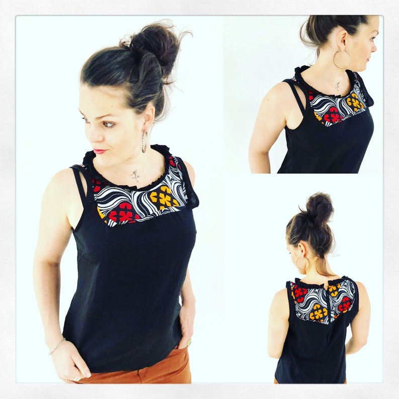 Haut pour femme top ethnique chic et féminin noir et motifs Etsy
