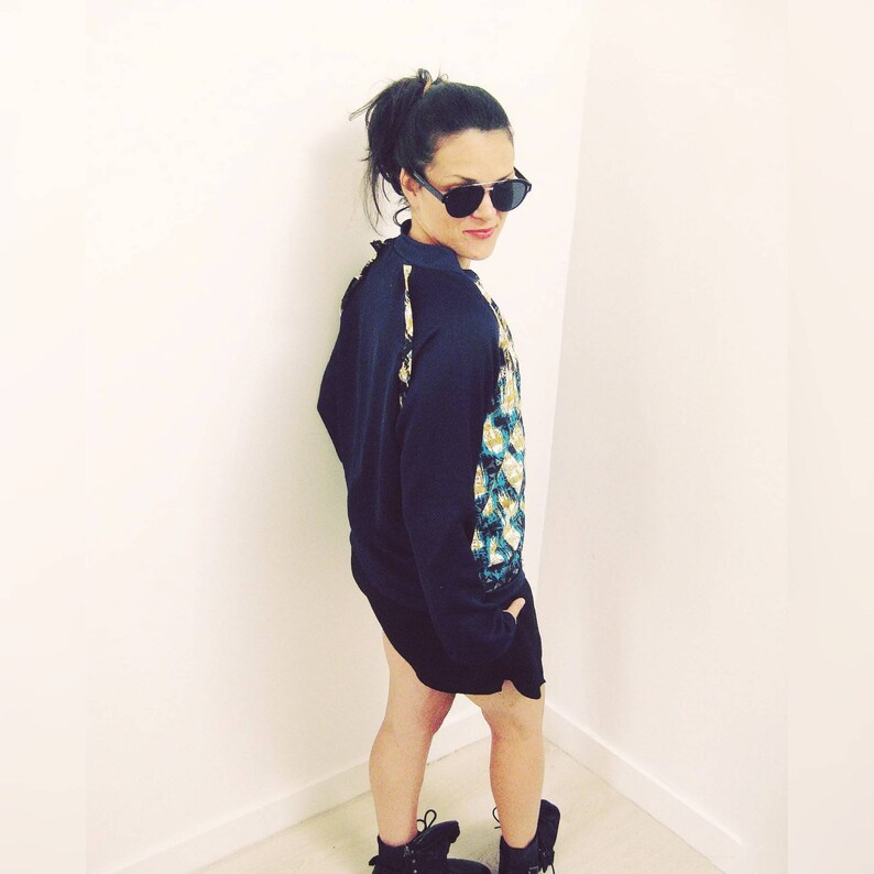women/'s jacket ankara coat top Yellow and turquoise wax bombers jacket double-material wax top ethnic jacket