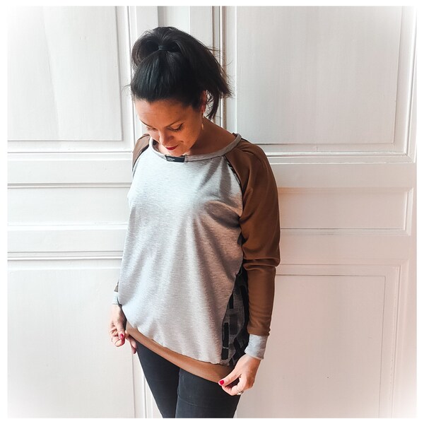 Sweat shirt pour femme, ultra chic et confortable, pull streetwear chic, haut ethnique, maille Milano douce et stretch