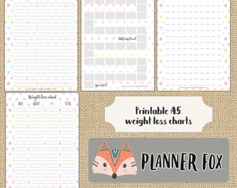 A5 planner inserts printable - Weight loss charts, Slimming World