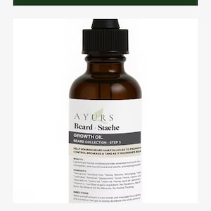 4oz Premium Ayurveda Beard Mustache Nourish Oil, Thickens Beard, Men Grooming, Beard Growth, Beard Strength, Neem, Amla, Men&#39;s Gift, Henna