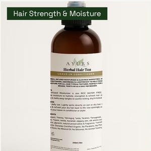 8oz Herbal Hair Tea Leave In Moisturizer, Braid Loc Spray, Hair Growth, Amla, Bhringraj, Horsetail, Neem, Itch Relief, Lightweight, Aloe