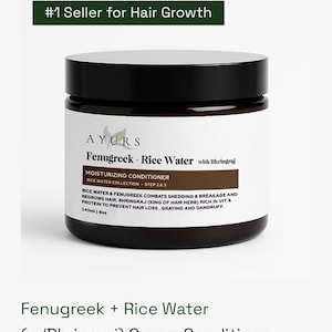 8oz Fenugreek Bhringraj Rice Water Conditioner, Healthy Scalp, Hair loss, Alopecia, Deep Conditioner, Leave In, Ayurveda, Indian Herbs