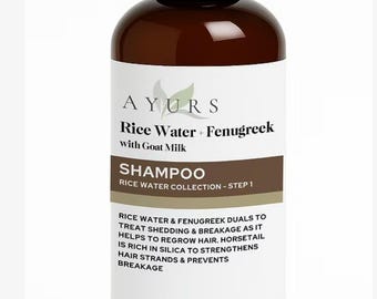 8oz Goat Milk Rice Water Fenugreek + Bhringraj Hair Cleanser, Ayurveda, Fermented Rice Water, Hair Growth, Shedding, Healthy Scalp, Organic