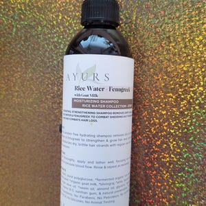 8oz Goat Milk Rice Water Fenugreek + Bhringraj Hair Cleanser Shampoo, Indian Herbs, Rice Water, Hair Growth, Shedding, Healthy Scalp image 4