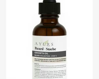 2oz Premium Ayurveda Beard Mustache Nourish Oil, Thickens Beard, Men Grooming, Beard Growth, Beard Strength, Neem, Amla, Beard Care