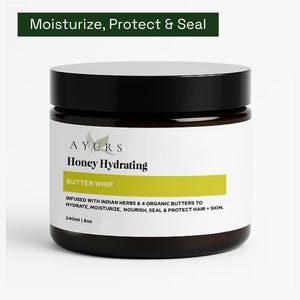 8oz Honey Hydrating Butter Whip for Hair & Body, Ayurvedic Butter, Eczema, Skin Protectant, Hair Moisture, Hair Herb, Skin Improvement