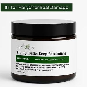 8oz Honey Butter Moisturizing Hair Mask, Ayurvedic Deep Conditioner, Amla, Leave In and Deep Conditioner, Hair Growth, Horsetail, Brahmi