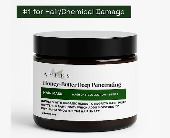 Honey Butter Moisturizing Hair Mask, Ayurvedic Deep Conditioner, Amla, Leave In, Hair Growth, Horsetail, Brahmi, Indian herbs, Natural