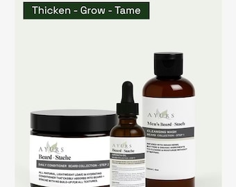Pack orgánico para el cuidado de la barba: aceite herbal, gel de ducha, crema hidratante, cuidado de la barba, barba sana, ingredientes orgánicos.