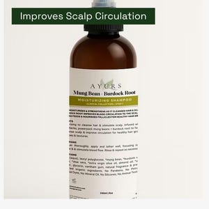 8 oz Mung Bean & Burdock Root Shampoo, Horsetail, Bhringraj, Follicle Care, Alopecia, Baldness, Scalp Care, Aloe, Thinning, Moisturizing
