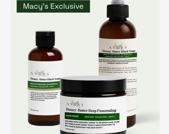 Macy's Wash Day Collection, Black Soap Shampoo, Honey Hydrating Hair Mask, Hair Oil, Indian Herbs, Ayurveda, Summer Sale