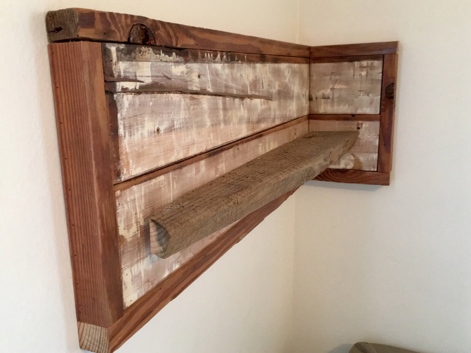 Reclaimed Pine Corner Shelf Handcrafted Etsy