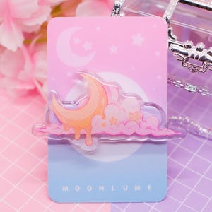 Melting Moon acrylic hair clip - with glitter! - kawaii acrylic hair clip, cute accessories, pastel hair accessory, pink, space aesthetic
