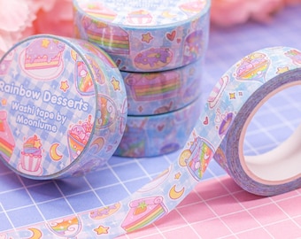 Rainbow Desserts washi tape - cute food decorative tape for bullet journals and planners, kawaii washi, pastel stationery, dessert sticker