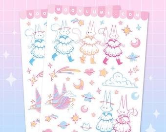Hoja de pegatinas de Kawaii Cat Dreamers: 37 pegatinas de vinilo mate impermeables