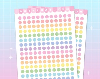 DOT PLANNER STICKERS - 192 rainbow dot stickers for planners and bullet journals, to do list stickers, checkbox stickers, colorful stickers