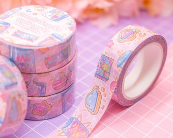 Cosmic Snacks washi tape - cosmic space food decorative tape for bullet journals and planners, cute stationery, space lover, kawaii washi