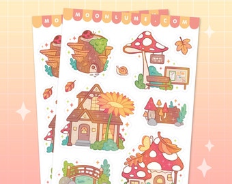 Enchanted Forest Sticker Sheet: 9 Matte Vinyl Waterproof Stickers