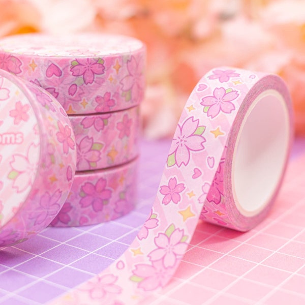 Sakura Season washi tape - cherry blossom decorative tape for bullet journals and planners, pink stationery, kawaii washi, pastel florals