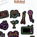 Neon stickers - 14 neon 80s stickers, neon aesthetic stickers, black stickers, 90s stickers, bar stickers, vintage stickers