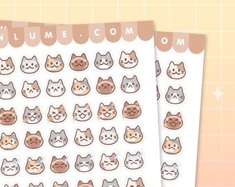 MINI CAT STICKERS - matte vinyl sticker sheet - 88 cute tiny cats stickers, mood tracker stickers, planner stickers, bujo stickers, kawaii