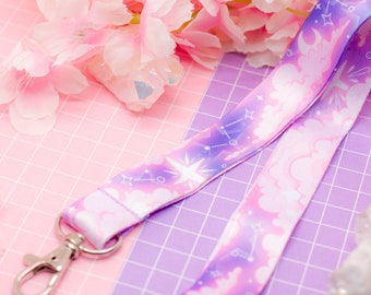 Dreamy Cloud Lanyard: Starry Cosmic Badge Holder