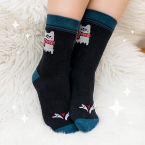 Cat Ghost SOCKS - B-GRADE crew socks, cute cozy socks, halloween themed clothing, black socks, kawaii apparel, cute clothing, kawaii socks