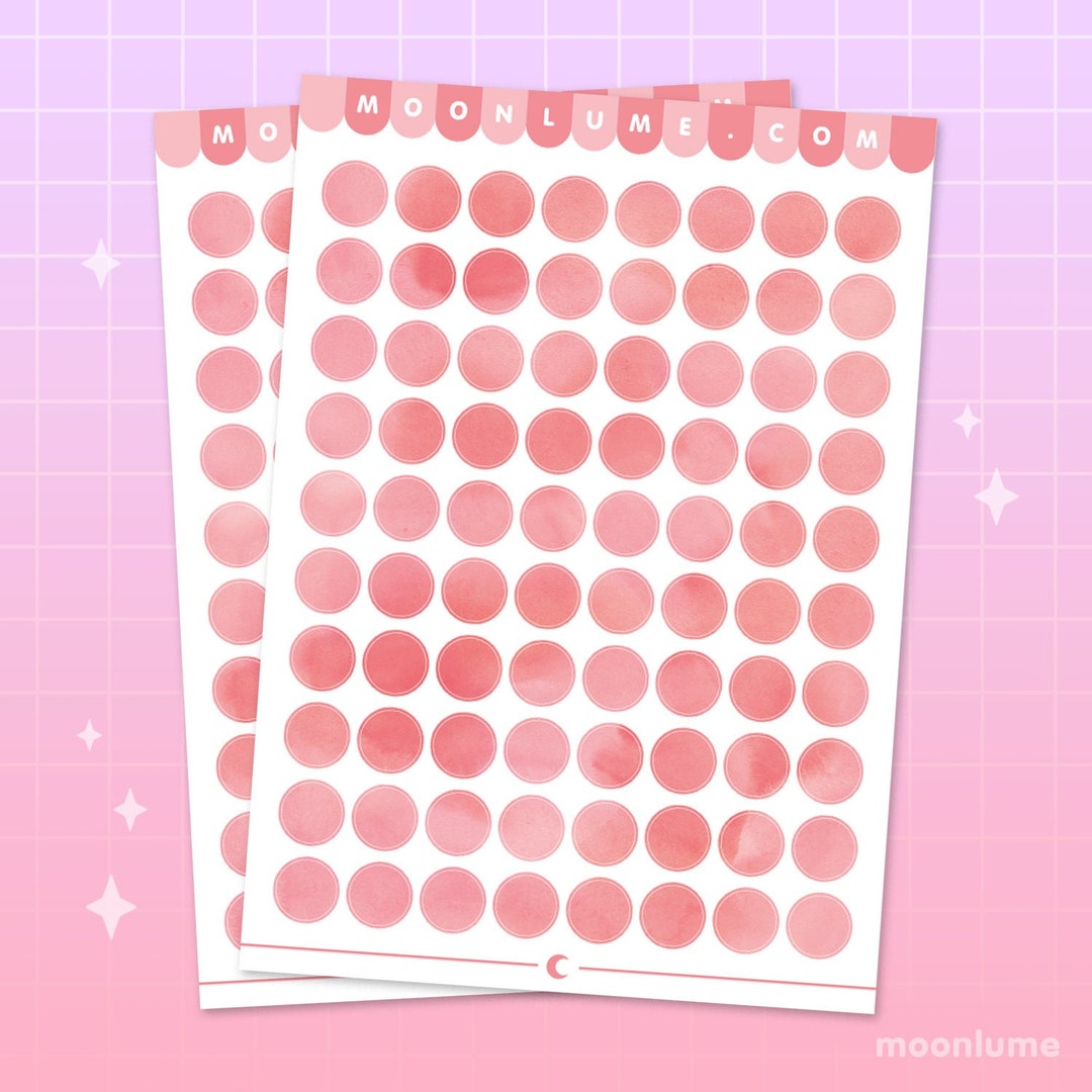 RED CIRCLE STICKERS Matte Vinyl Sticker Sheet 80 Round Label Stickers ...
