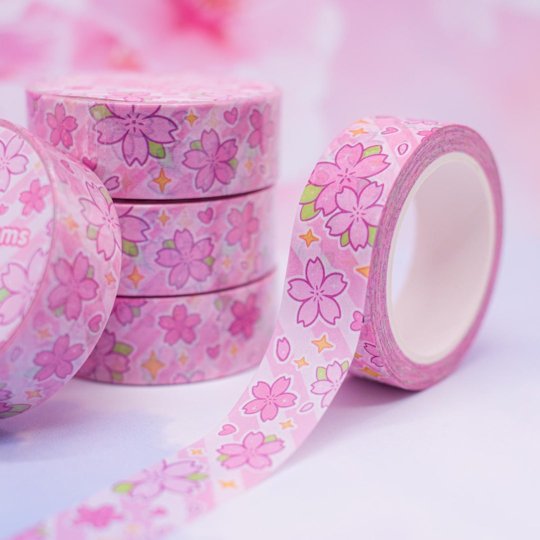 Sakura Cherry Blossom Washi Tape: Kawaii Pastel Floral Planner