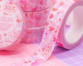 Love Letters washi tape - romantic decorative tape for bullet journals and planners, cute stationery, kawaii washi, lovecore stationery