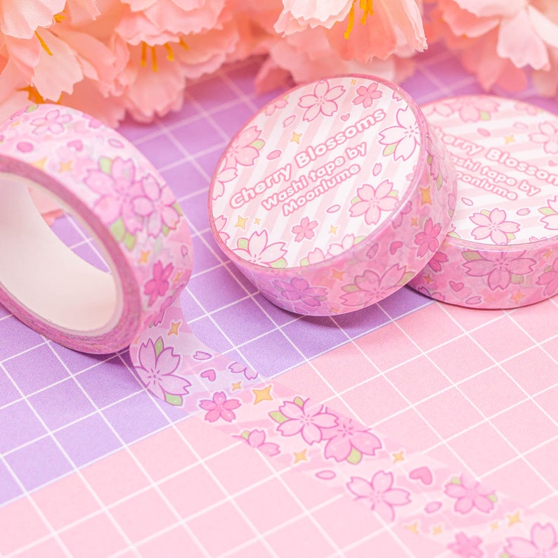 Sakura Cherry Blossom Washi Tape: Kawaii Pastel Floral Planner ...