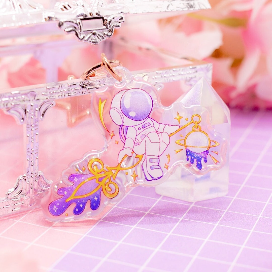 Spacetime Traveller Acrylic Keychain: Astronaut With Star Clasp - Etsy