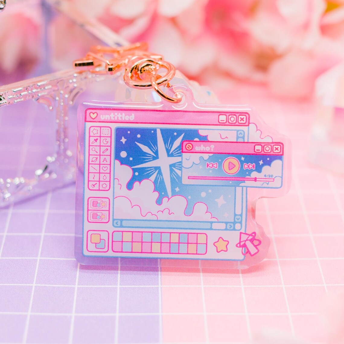Computer Chair Keychain Starry Paint UI Acrylic Keychain: Kawaii Cosmic Computer Charm - Etsy