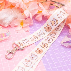 Cats, cats, cats! lanyard - cute cat lanyard, kawaii card holder, event pass lanyard, lanyard with lobster clasp, kawaii badge holder,animal