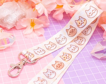 Katten, katten, katten! Sleutelkoord - schattig sleutelkoord voor katten, kawaii-kaarthouder, sleutelkoord voor evenementenpas, sleutelkoord met karabijnsluiting, kawaii-badgehouder, dier