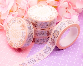 Cats washi tape - cat faces decorative tape for bullet journals and planners, cat moods, masking tape, kawaii washi tape, cute deco tape