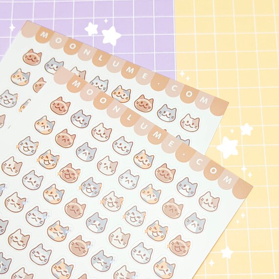 6 Sheets Cute Mini Cat Pvc Transparent Korean Sticker Low Decoration Price A9M3
