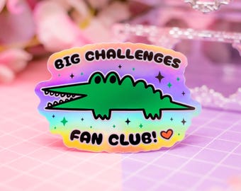 Pegatina holográfica del club de fans de Big Challenges: pegatina de vinilo con animales kawaii