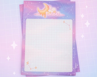 Cosmic Moon Cloud memo pad / notepad - 50 sheets A6 non-sticky memo notepad for quick notes, bullet journals, shopping lists, space memopad