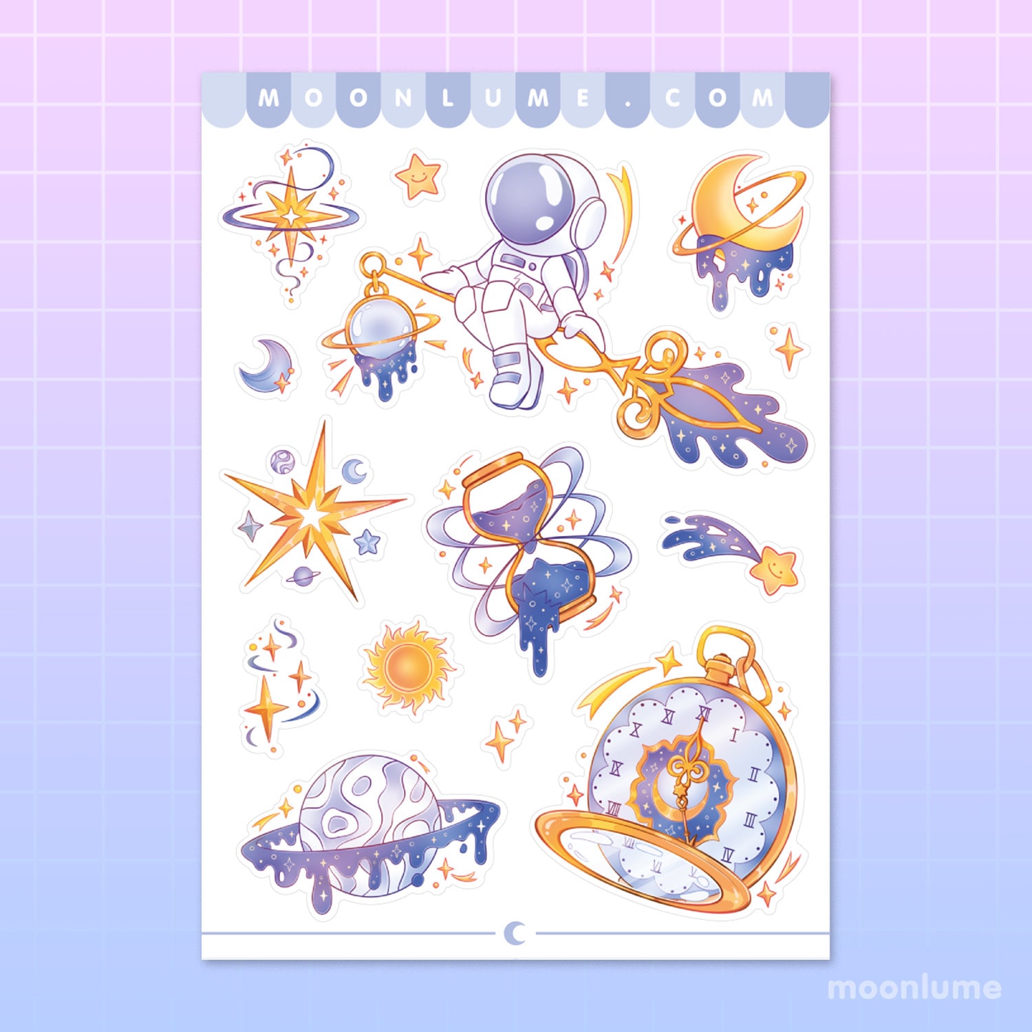 Time and Space Sticker Sheet - 14 Cute Matte Vinyl Waterproof Stickers ...