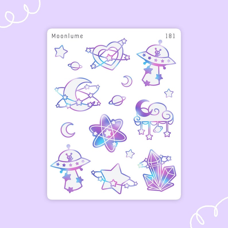 Starlume stickers 15 cute aesthetic galaxy stickers space Etsy