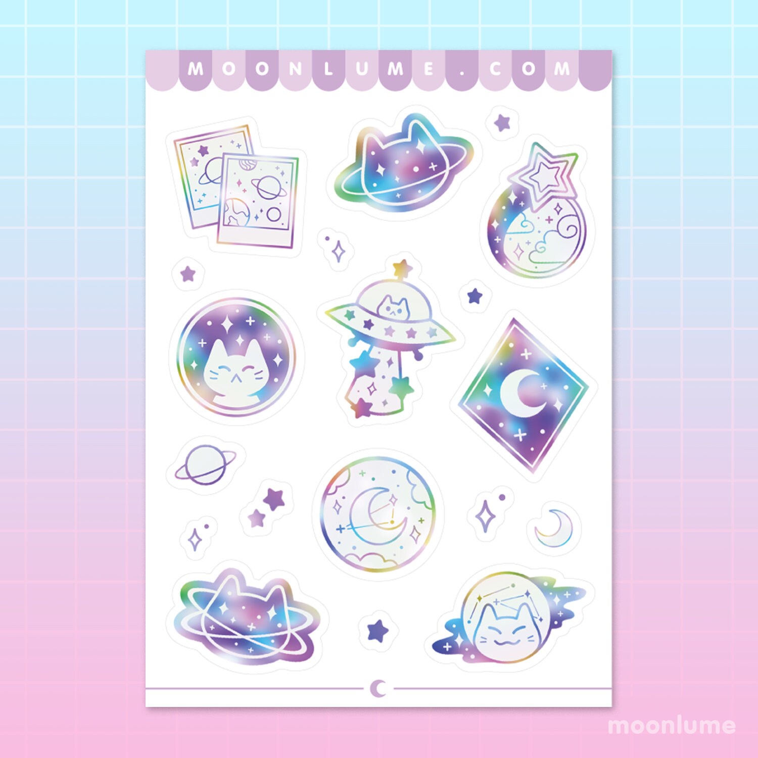 MEOWTER SPACE STICKERS - Matte Vinyl Sticker Sheet - 19 Cute Aesthetic ...
