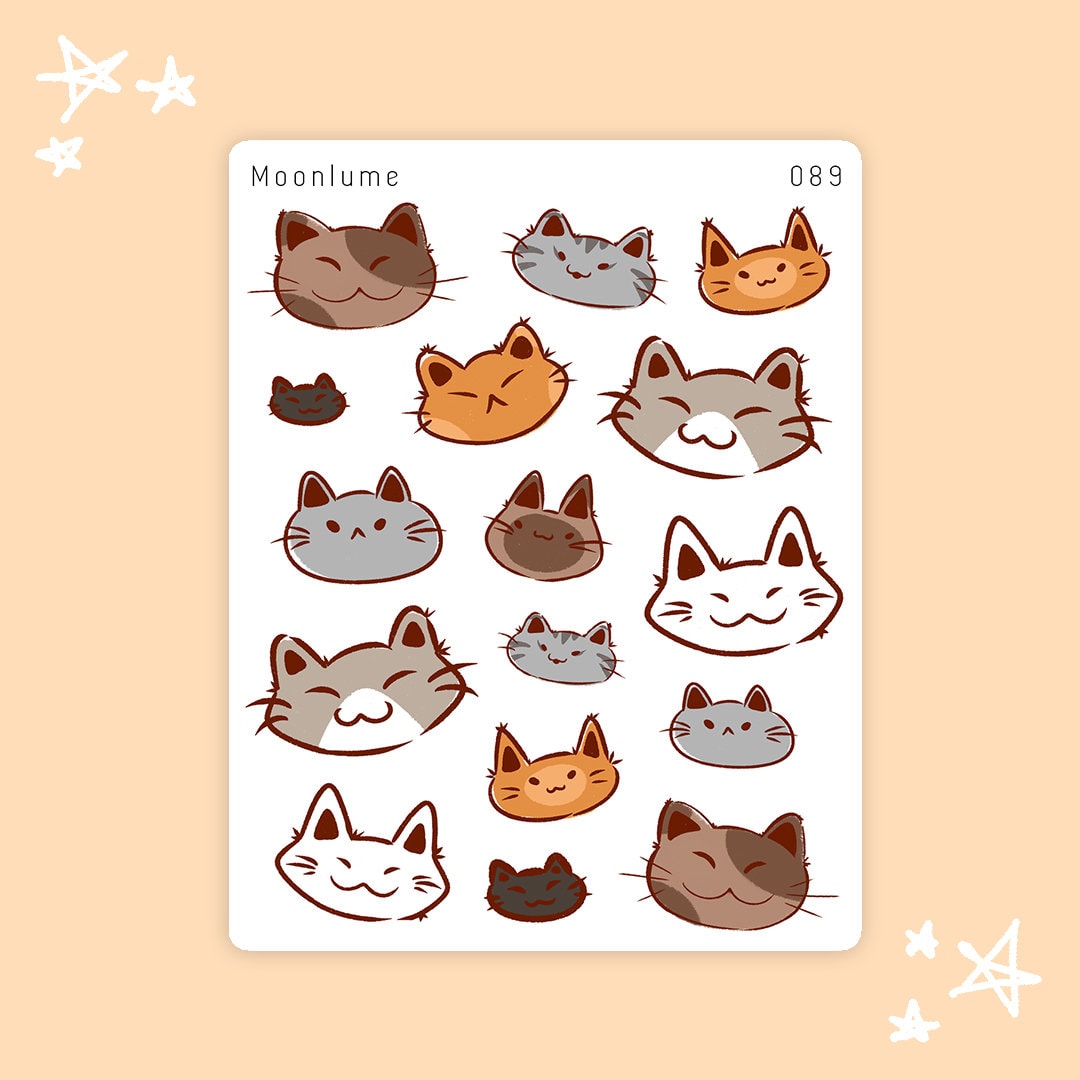 cat stickers 16 cute cat stickers decorative planner etsy