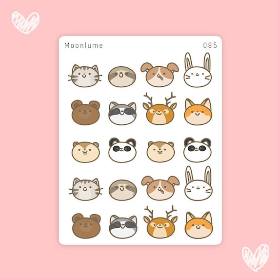 Kawaii Tier Sticker 20 niedliche Tier Aufkleber für Planer ...