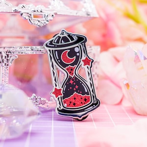 Blood Moon hourglass enamel pin - cosmic lapel pin, dnd accessories, magic pin, witchy enamel pin, witch pins, wizard enamel pins, moon pin