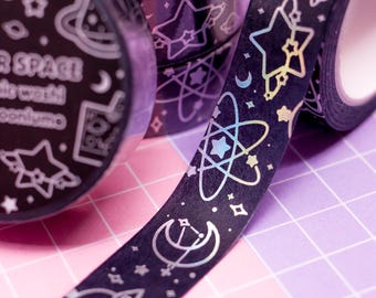 Space Cats Holographic Washi Tape: Kawaii Planner Stationery